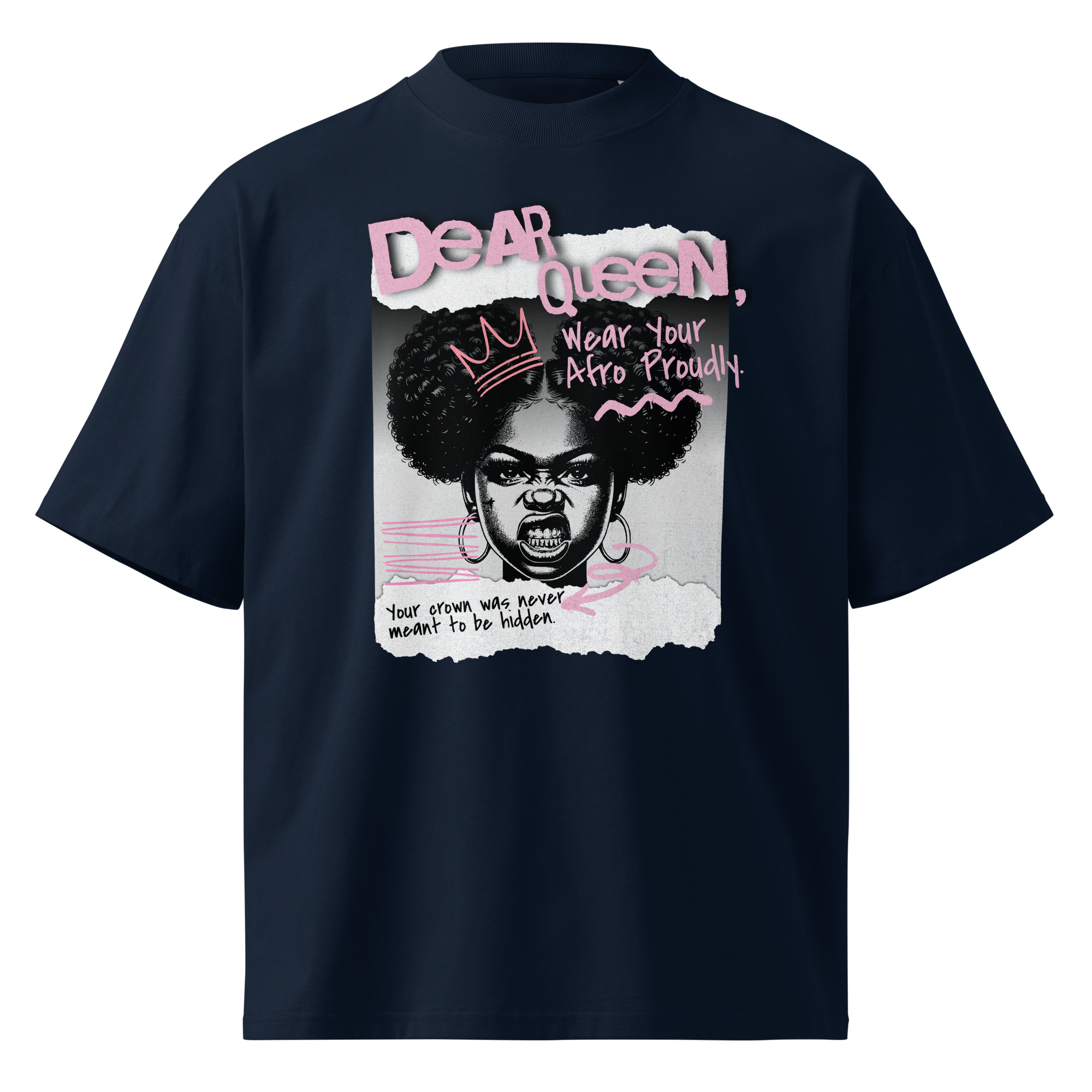 Dear Queen – Organic Oversized High Neck T-Shirt | Afro Pride Streetwear - Image 2