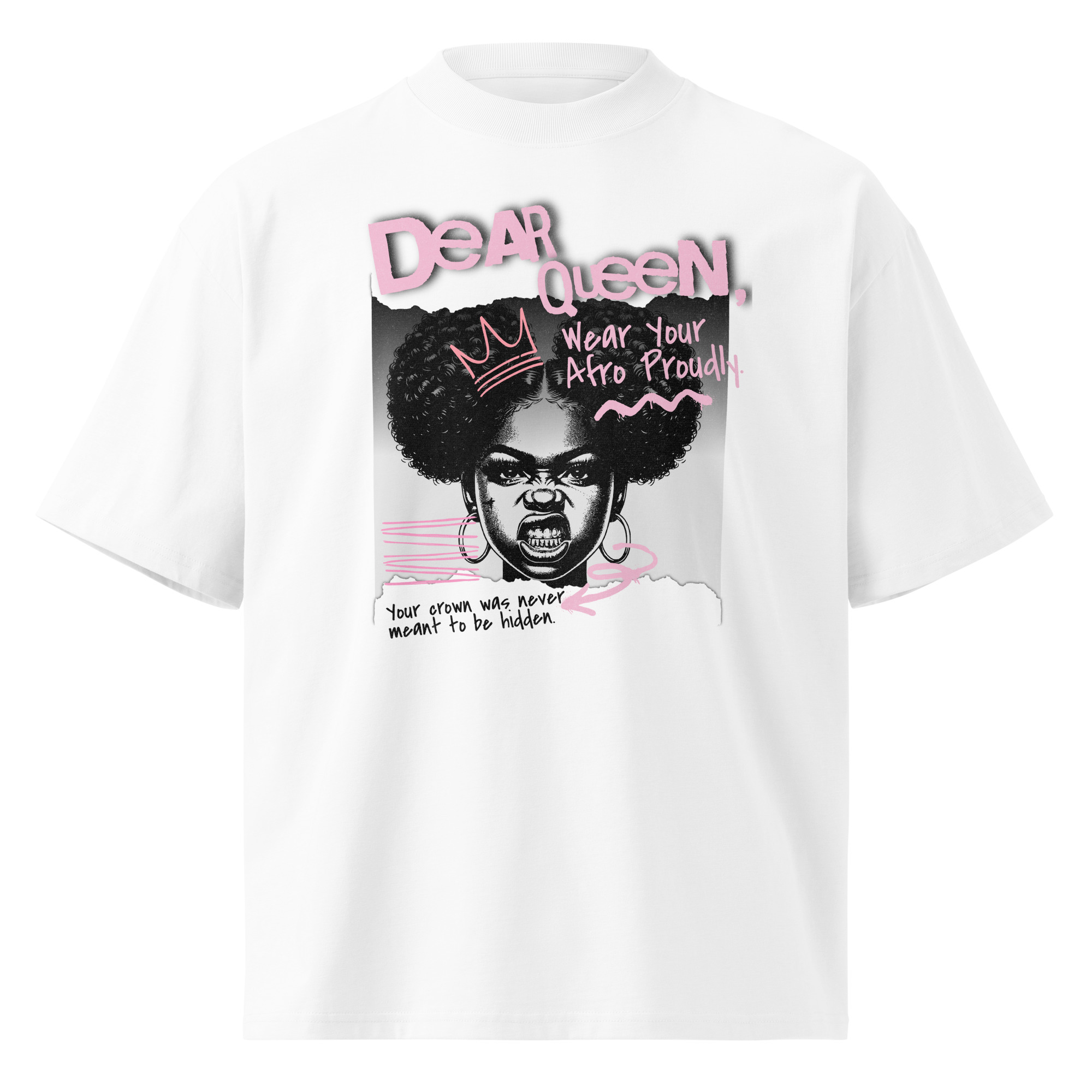 Dear Queen – Organic Oversized High Neck T-Shirt | Afro Pride Streetwear