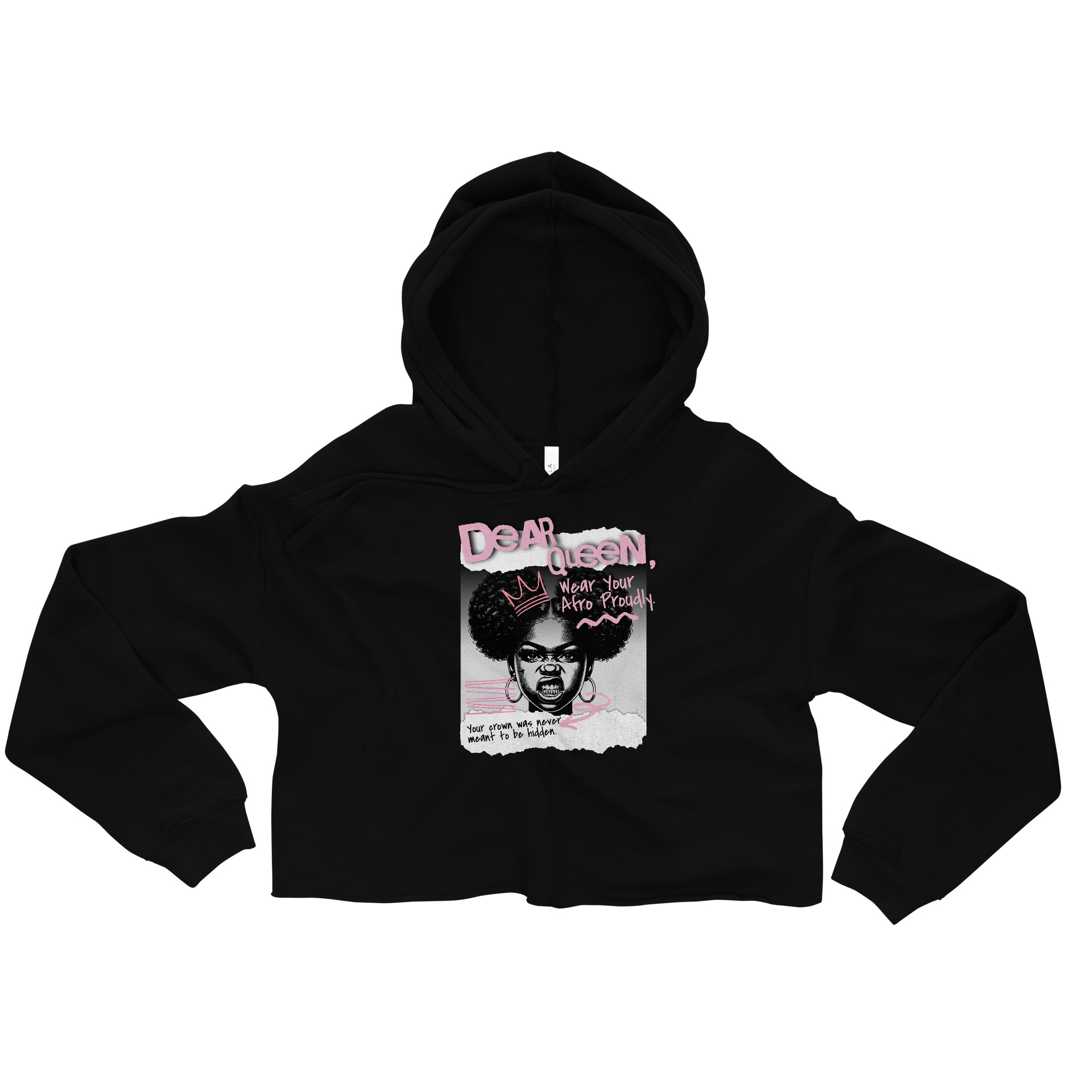 Dear Queen – Wear Your Afro Proudly | Black Pride Graphic Crop Hoodie - Image 4