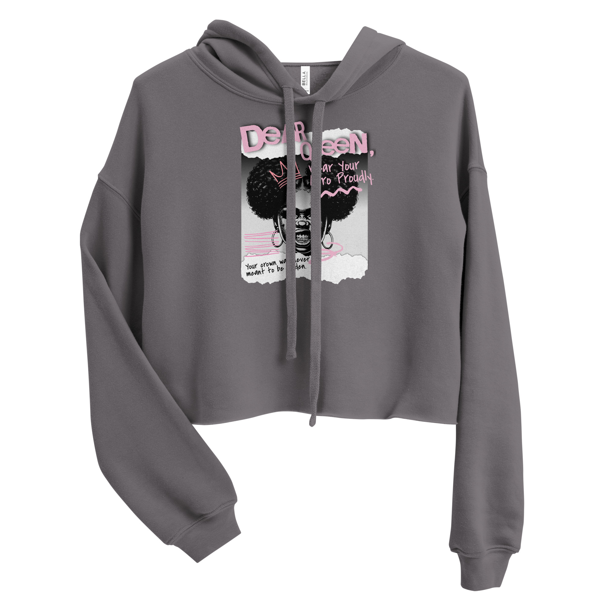 Dear Queen – Wear Your Afro Proudly | Black Pride Graphic Crop Hoodie - Image 3