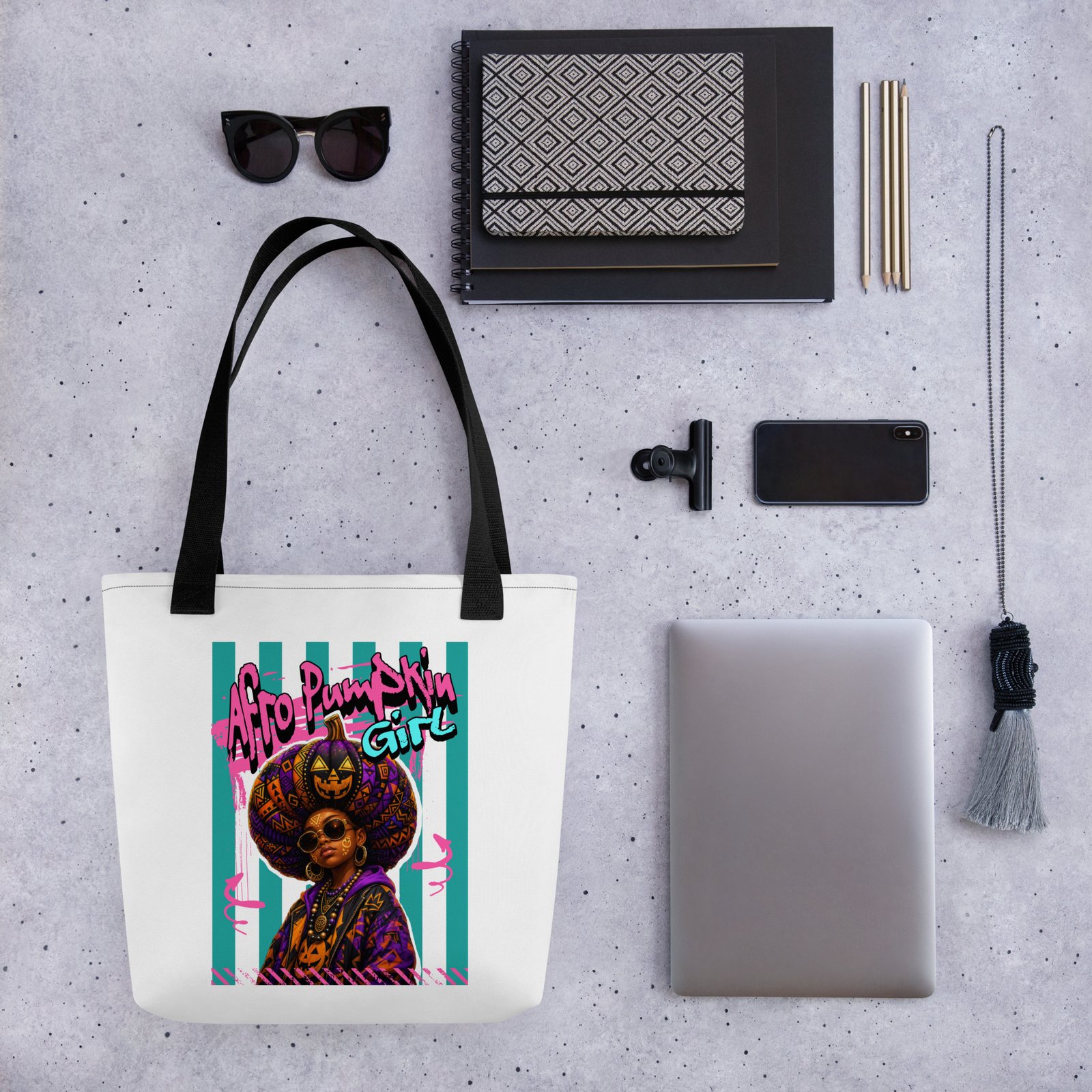 Afro Punk Skin – African-Inspired Halloween Art | All-Over Print Tote Bag - Image 4