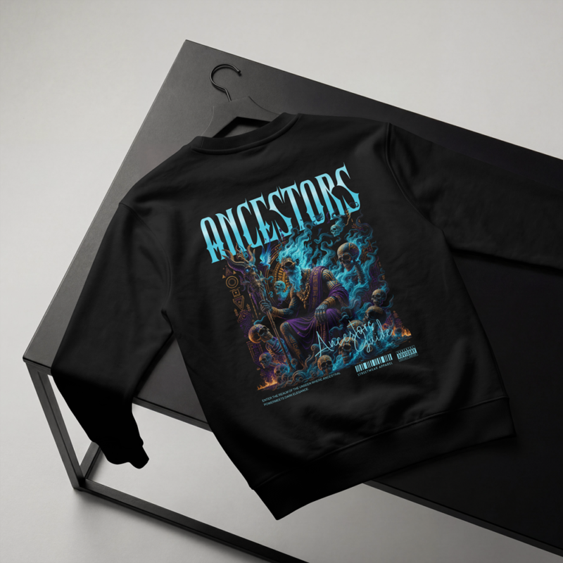 ANCESTORS' GUIDE – Afro-Caribbean Dark Art | Men's Heavyweight Long Sleeve T-Shirt