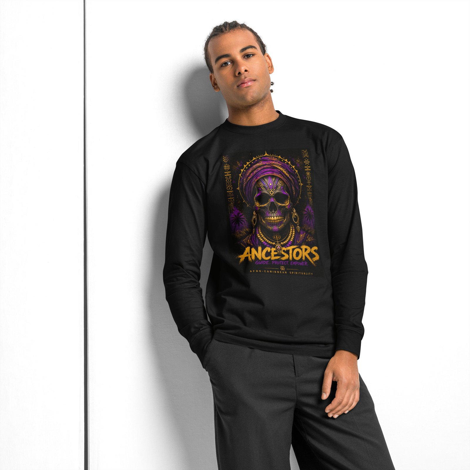 Vodou Reclaimed Long Sleeve T-Shirt – Ancestors Guide. Protect. Empower.
