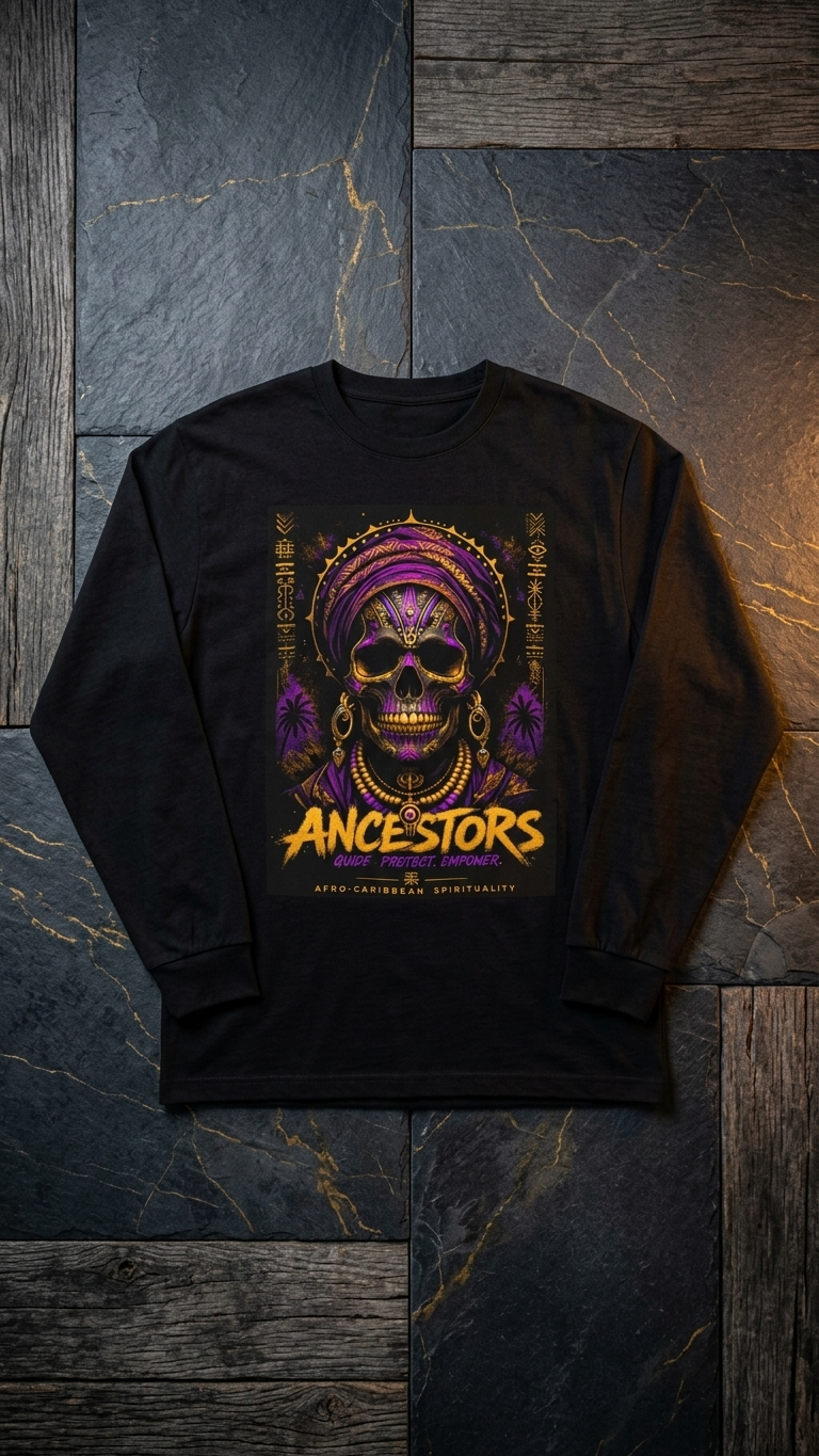 Vodou Reclaimed Long Sleeve T-Shirt – Ancestors Guide. Protect. Empower. - Image 2