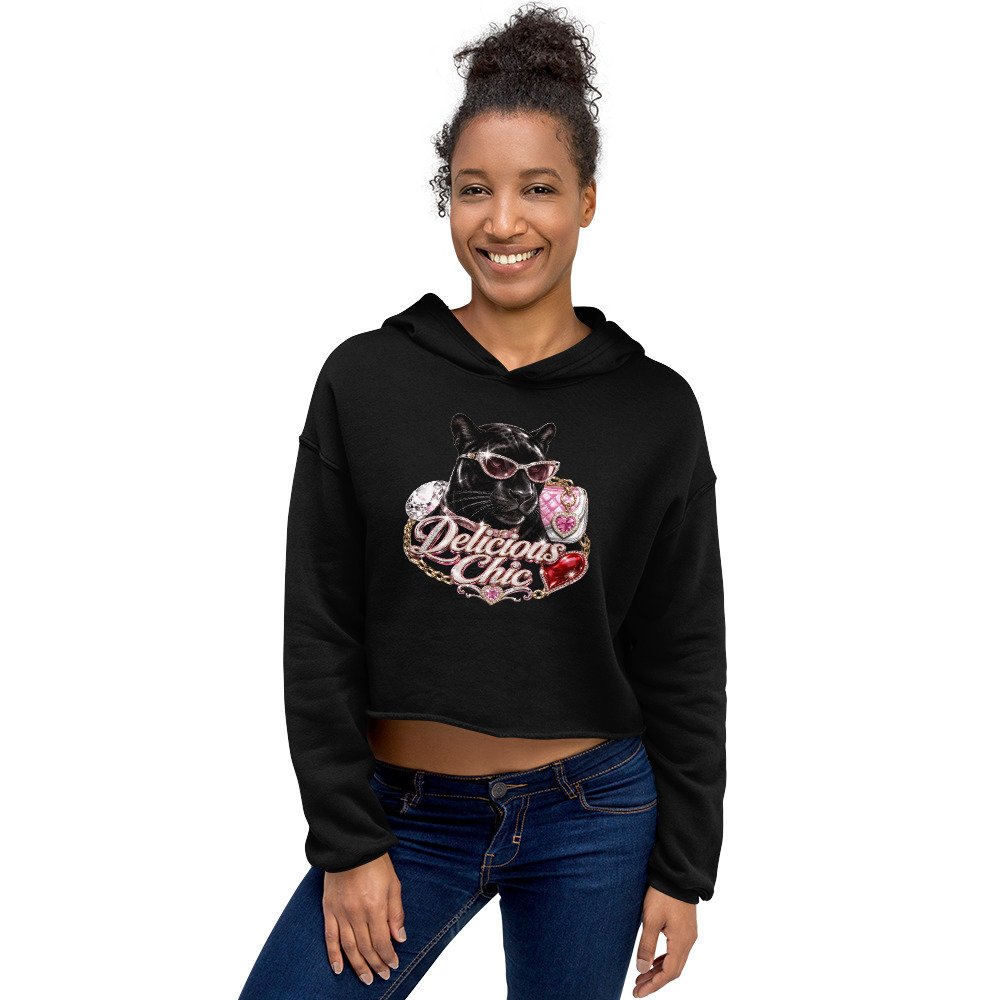Delicious Chic – Women's Luxury Crop Hoodie | Black Panther Streetwear - Image 3