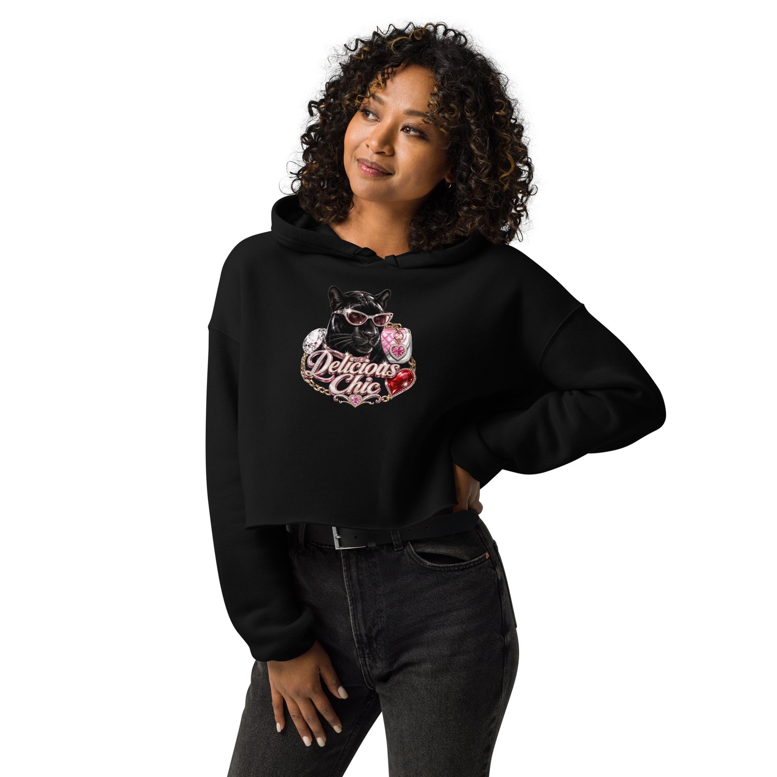 Delicious Chic – Women's Luxury Crop Hoodie | Black Panther Streetwear - Image 4