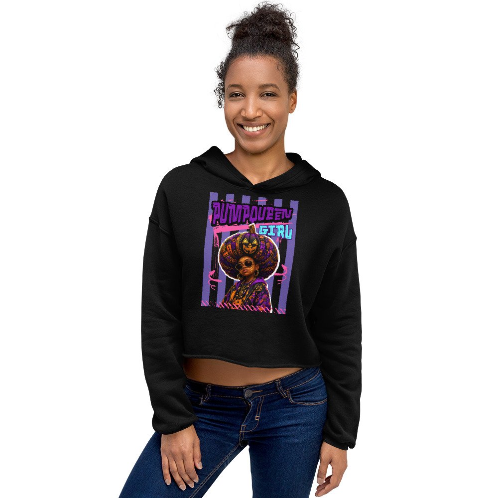 PUMPKIN QUEEN GIRL – Afro Halloween Streetwear | Crop Hoodie - Image 4