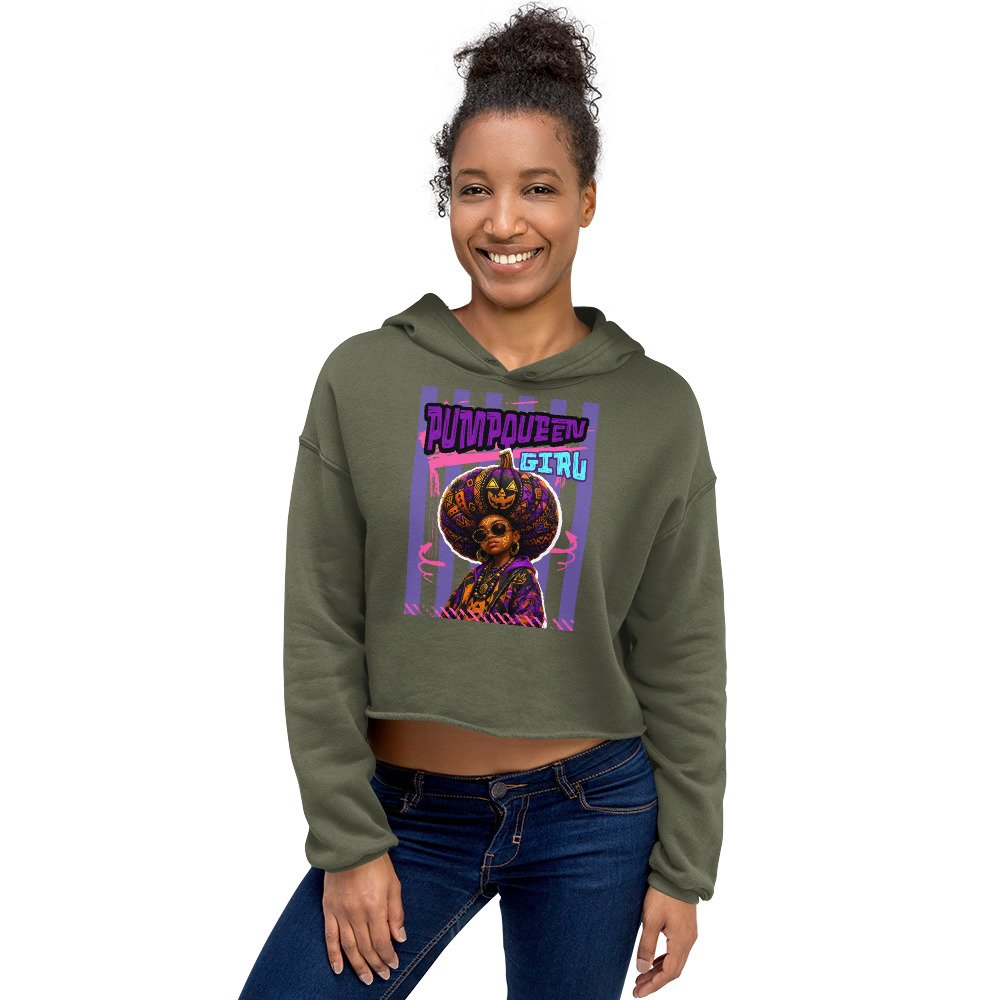 PUMPKIN QUEEN GIRL – Afro Halloween Streetwear | Crop Hoodie - Image 5