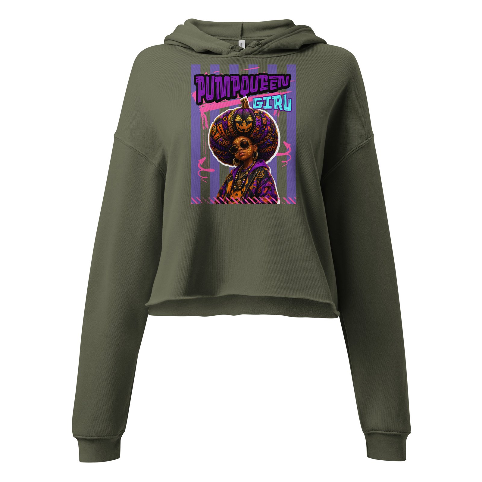 PUMPKIN QUEEN GIRL – Afro Halloween Streetwear | Crop Hoodie - Image 2