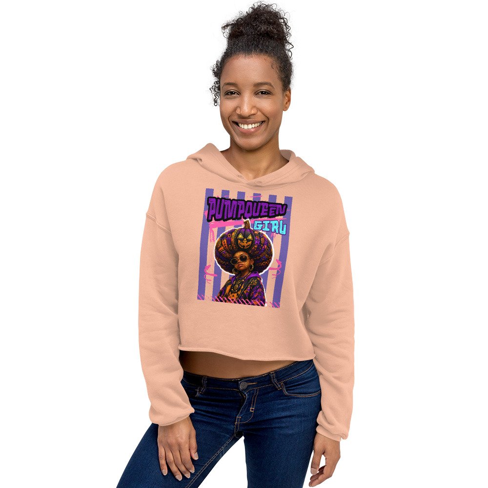 PUMPKIN QUEEN GIRL – Afro Halloween Streetwear | Crop Hoodie - Image 6