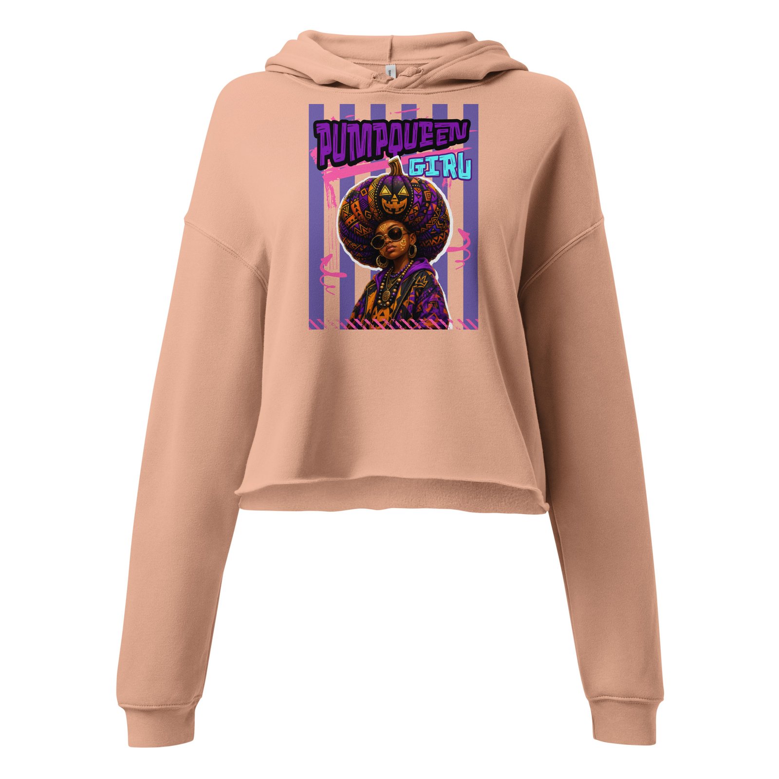 PUMPKIN QUEEN GIRL – Afro Halloween Streetwear | Crop Hoodie - Image 3