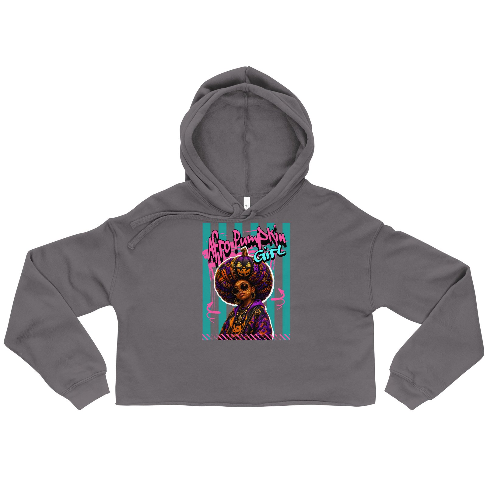 AFRO-PUNK QUEEN – Dark Afrocentric Halloween Art | Women's Cropped Fleece Hoodie - Image 6