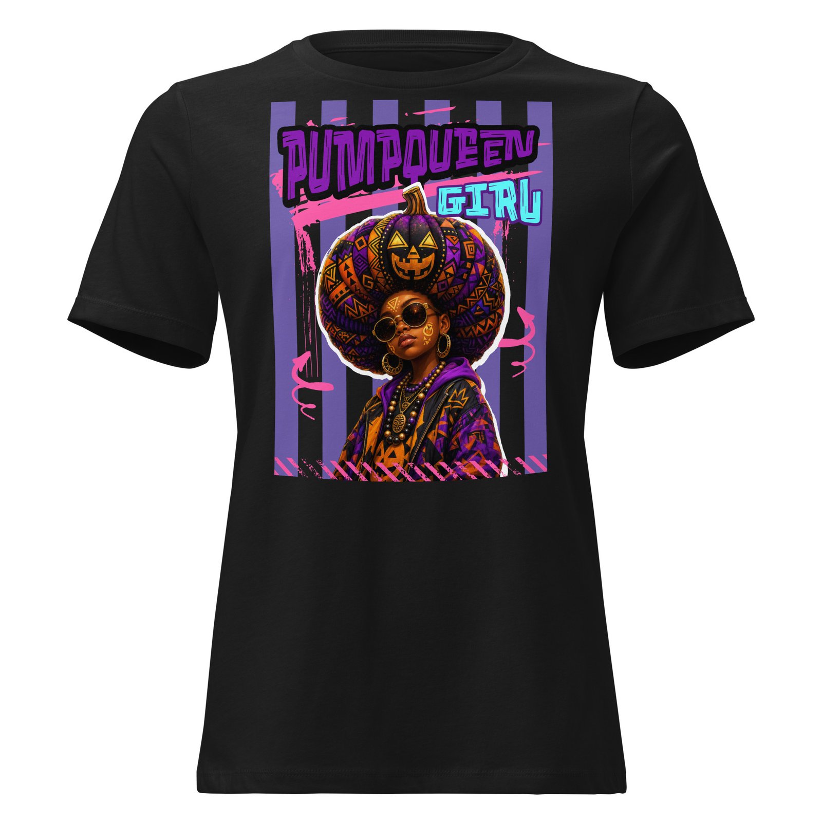 PUMPKIN QUEEN GIRL – Afro Halloween Streetwear | Women's Relaxed T-Shirt - Image 2