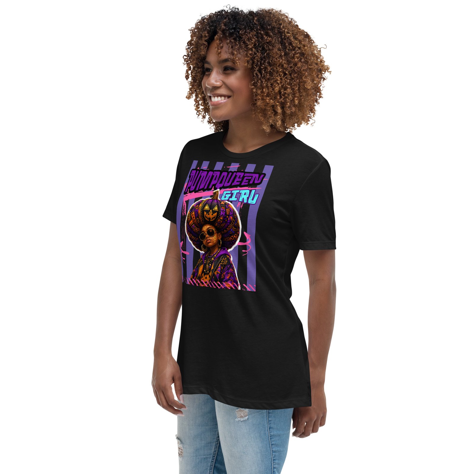 PUMPKIN QUEEN GIRL – Afro Halloween Streetwear | Women's Relaxed T-Shirt - Image 10