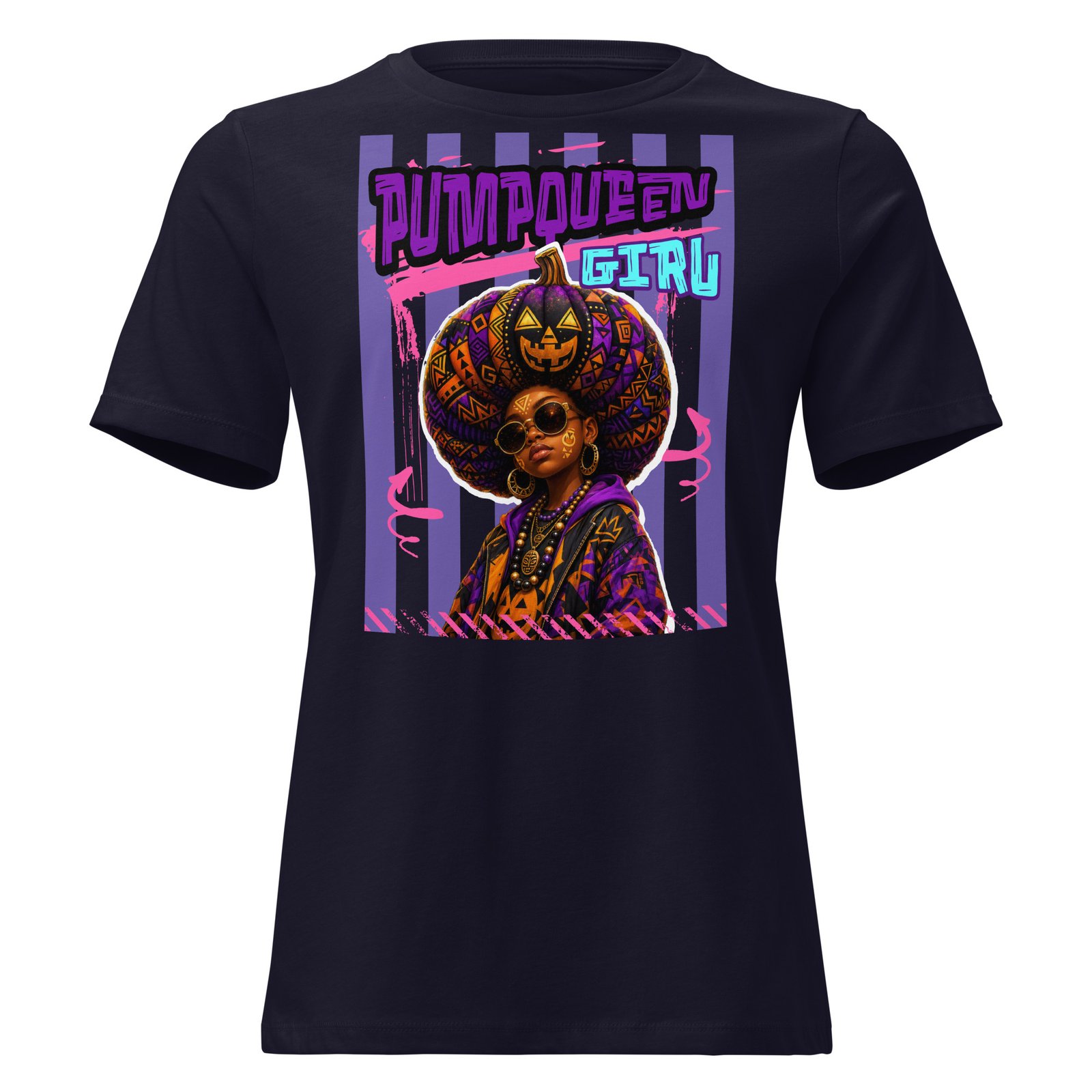 PUMPKIN QUEEN GIRL – Afro Halloween Streetwear | Women's Relaxed T-Shirt