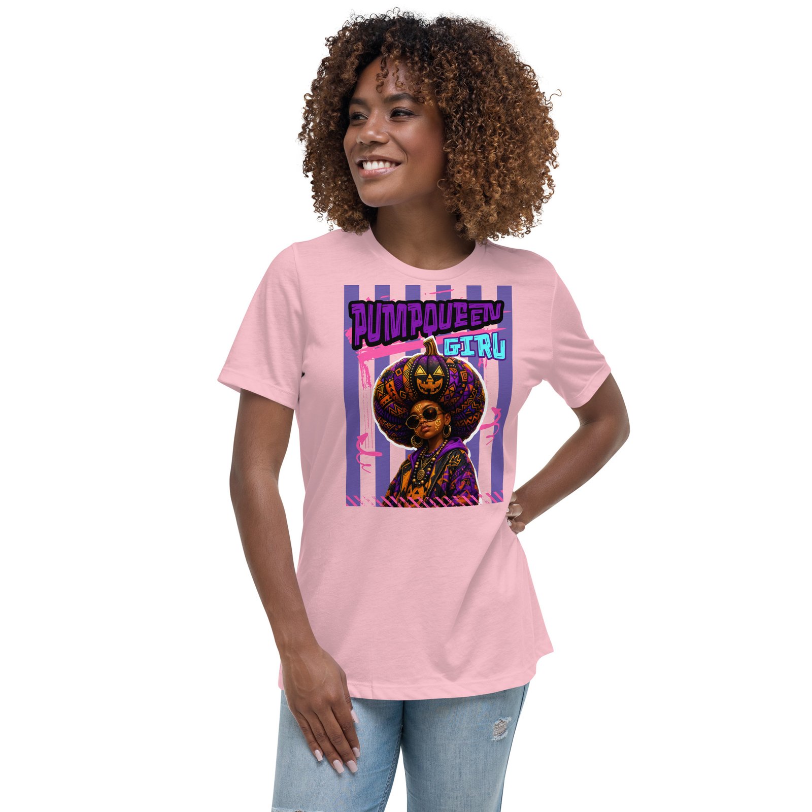 PUMPKIN QUEEN GIRL – Afro Halloween Streetwear | Women's Relaxed T-Shirt - Image 9