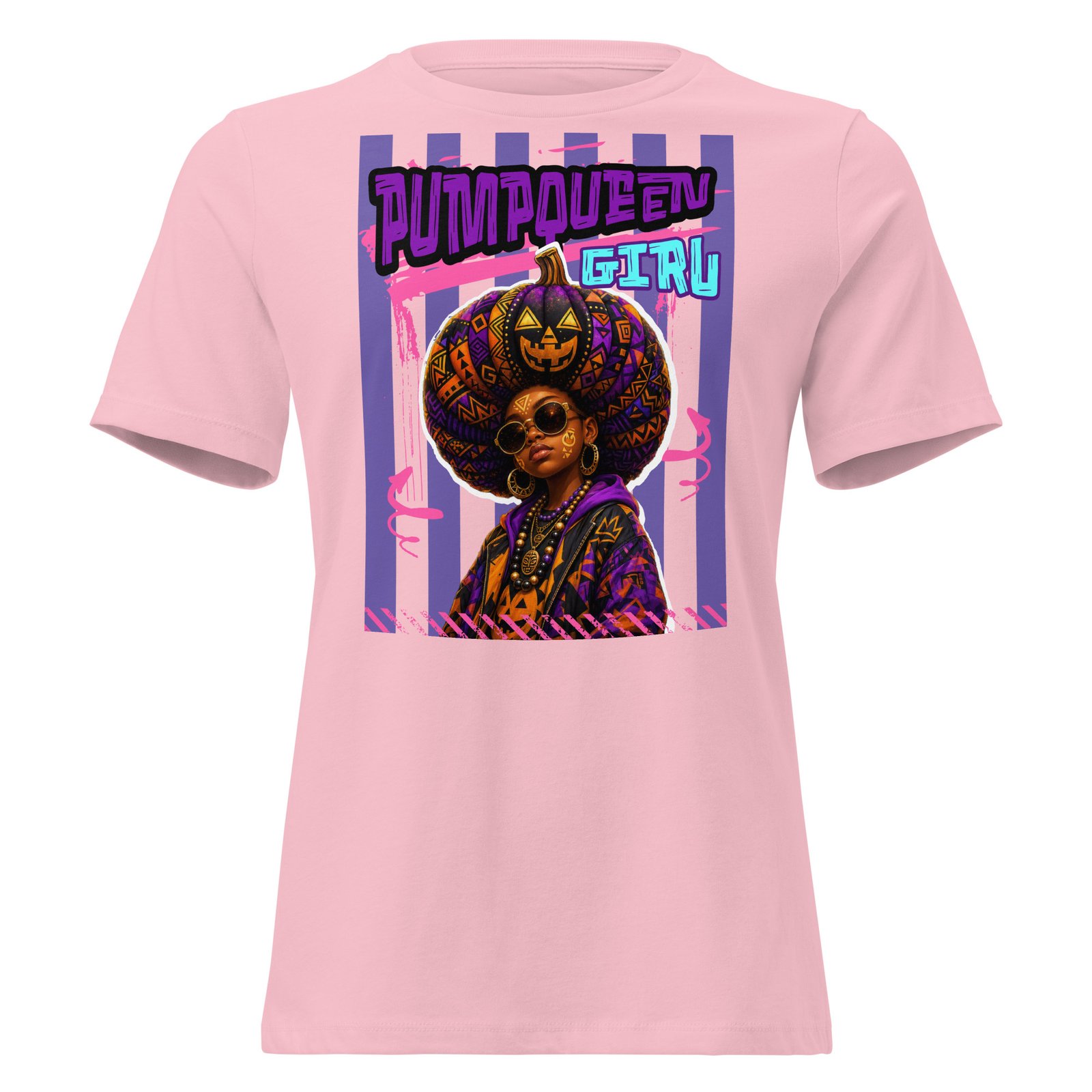 PUMPKIN QUEEN GIRL – Afro Halloween Streetwear | Women's Relaxed T-Shirt - Image 5