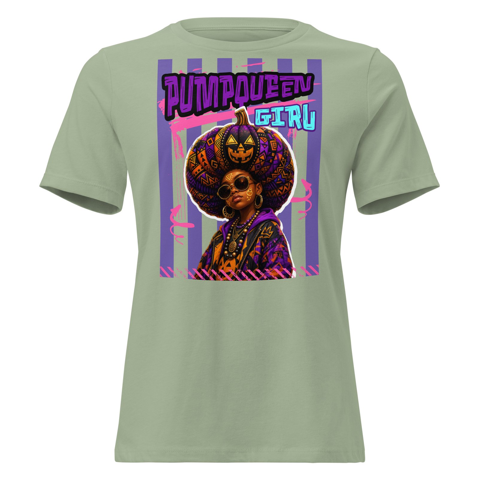 PUMPKIN QUEEN GIRL – Afro Halloween Streetwear | Women's Relaxed T-Shirt - Image 4