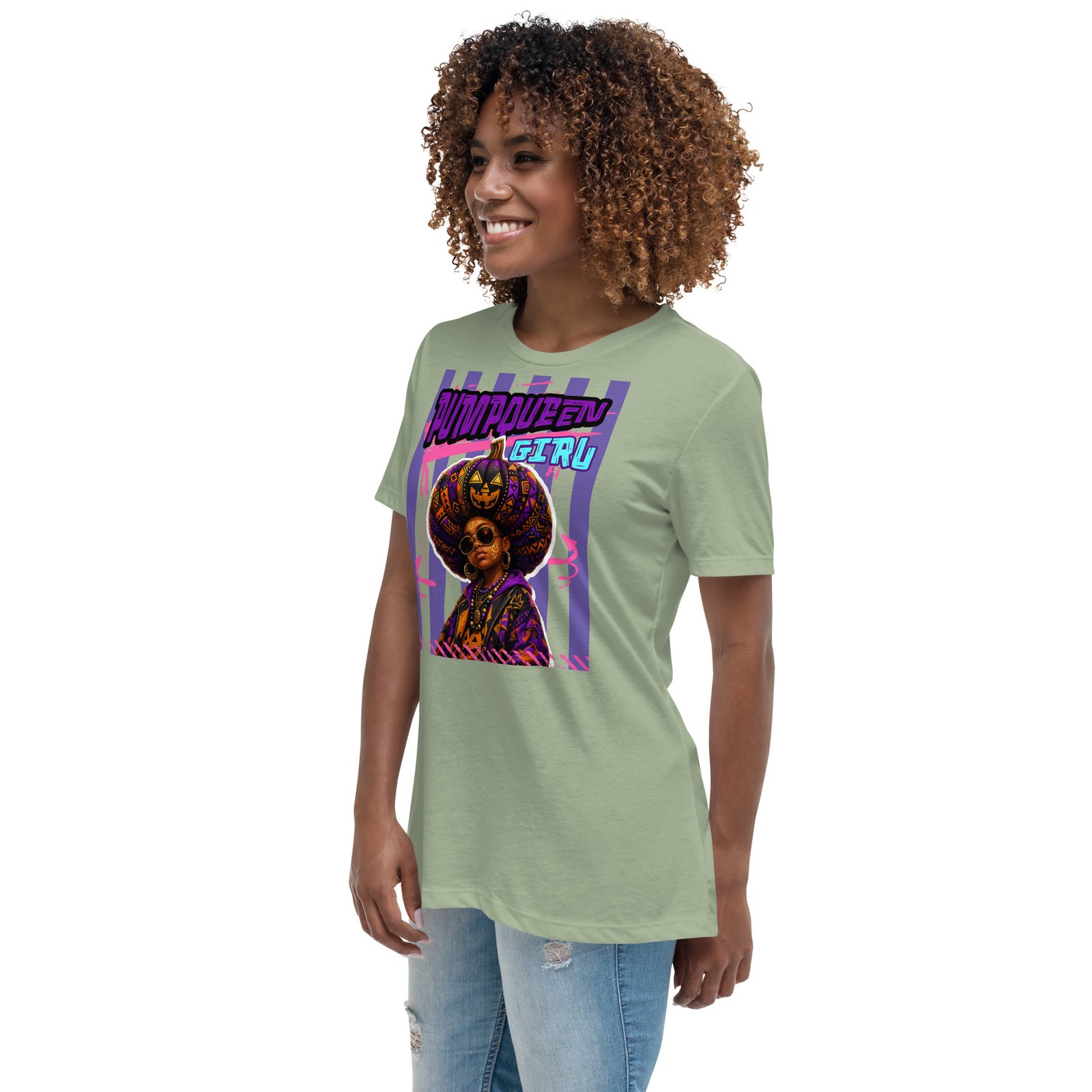 PUMPKIN QUEEN GIRL – Afro Halloween Streetwear | Women's Relaxed T-Shirt - Image 11