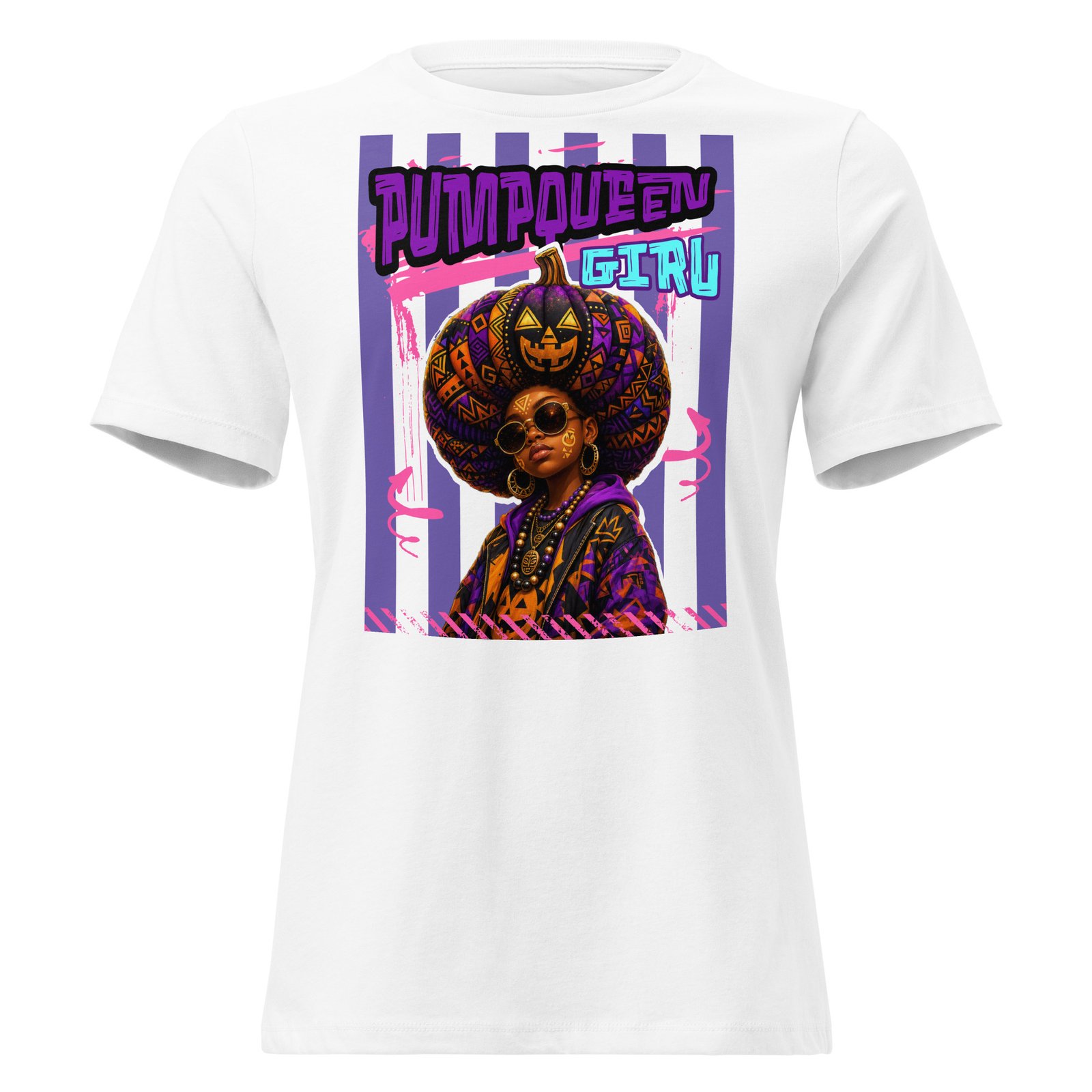 PUMPKIN QUEEN GIRL – Afro Halloween Streetwear | Women's Relaxed T-Shirt - Image 6