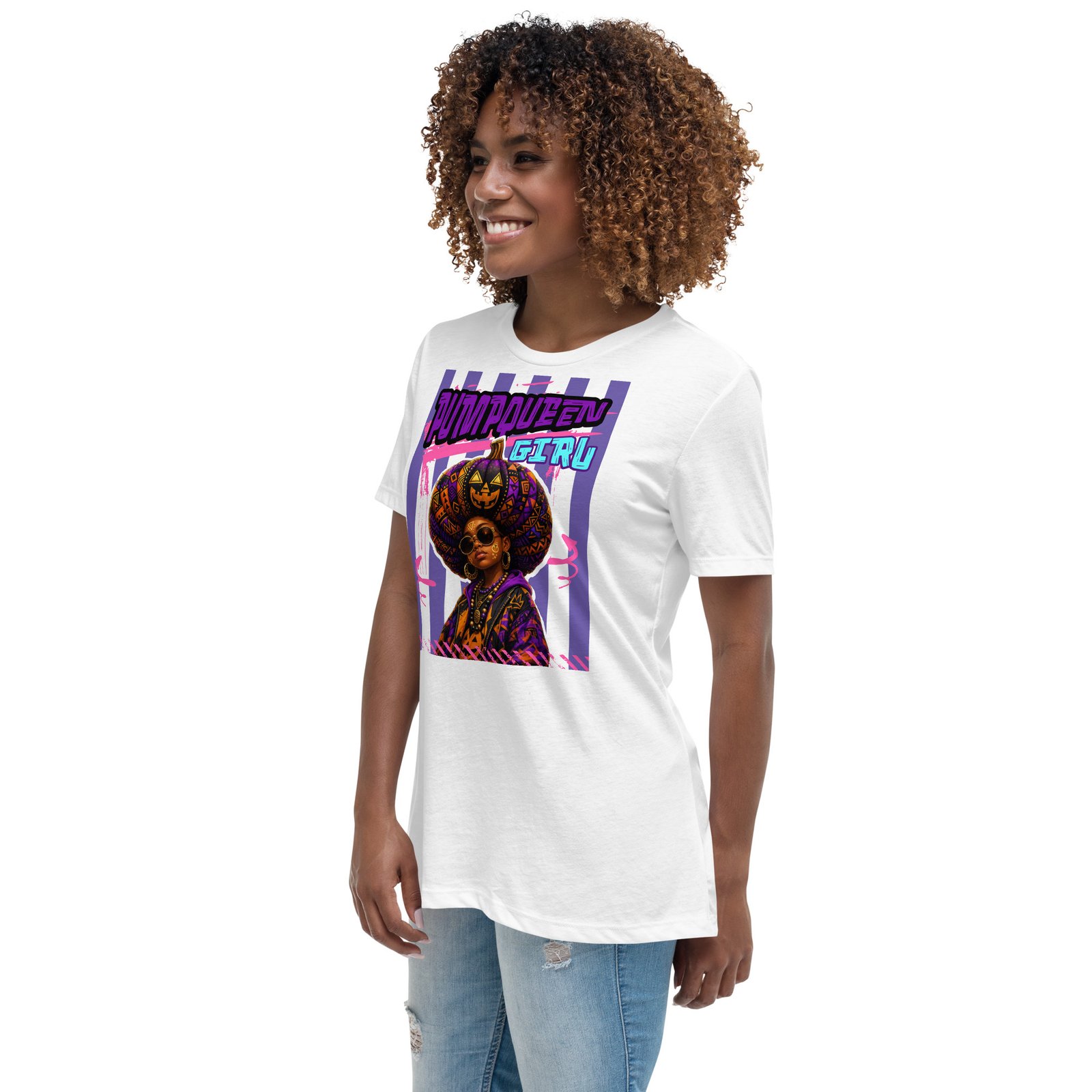 PUMPKIN QUEEN GIRL – Afro Halloween Streetwear | Women's Relaxed T-Shirt - Image 12